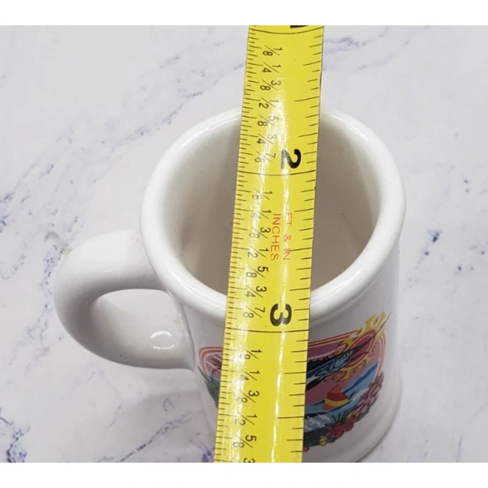 Mazatlan Mexico Souvenir Miniature white Vintage Ceramic Mug Toothpick Holder